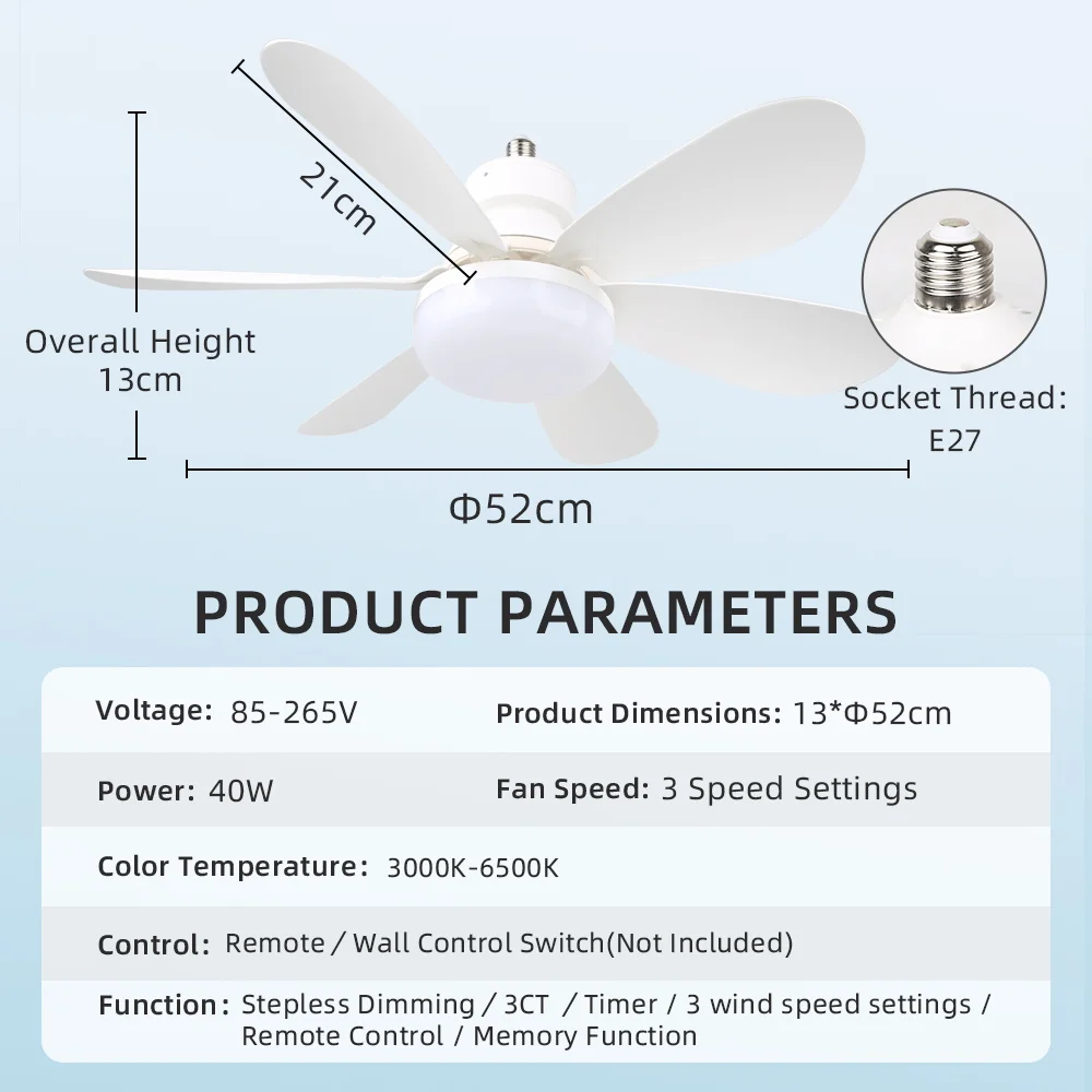 Ventilador de teto com lâmpada - Imagem 34