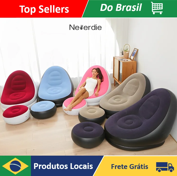 Poltrona inflável com descanso para os pés